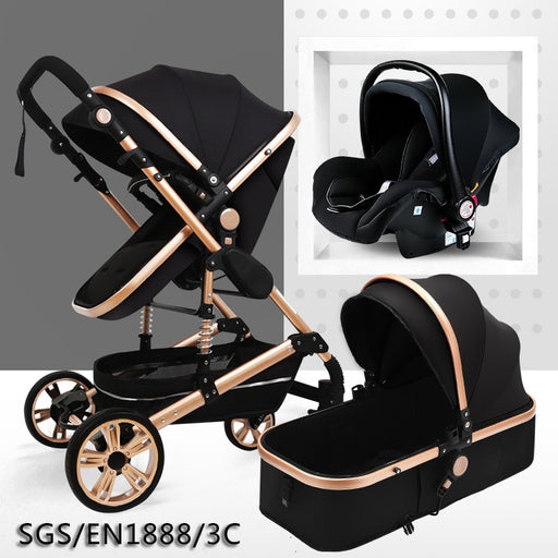 Multifunctional 3 in 1 Baby Stroller High Landscape Stroller  Folding Carriage Gold Baby Stroller Newborn Stroller