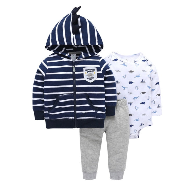 2019 Direct Selling Cotton Fleece Baby Boys Cartoon Deer Coat+cotton Romper+full Length Pants 3 Pieces Sets Clothes New Brand